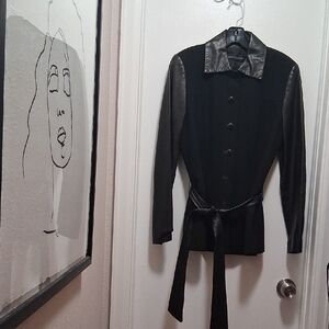 Dana Buchman Black Jacket with Leather Accents